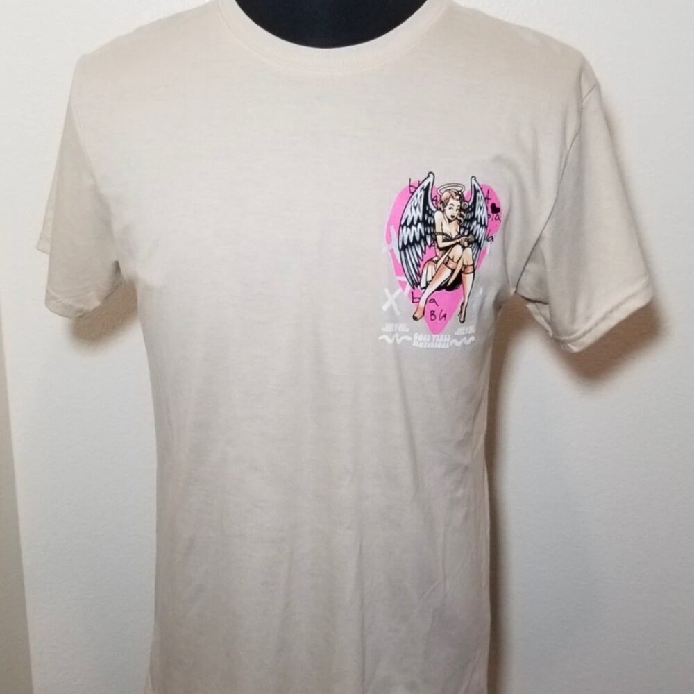 Fresh Laundry Mens Small T‎ Shirt Saints Club Good Vibes Tan Retro Street NWOT